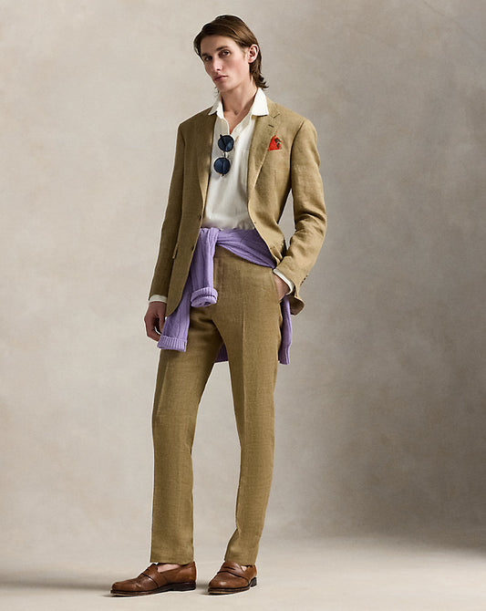 Linen-Silk Suit Trouser Tan/Brown