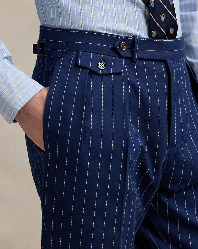 Pleated Rope-Stripe Suit Trouser Bright Navy/Cream