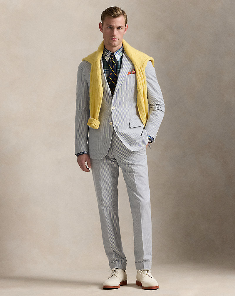 Seersucker Suit Trouser Vintage Blue/Cream