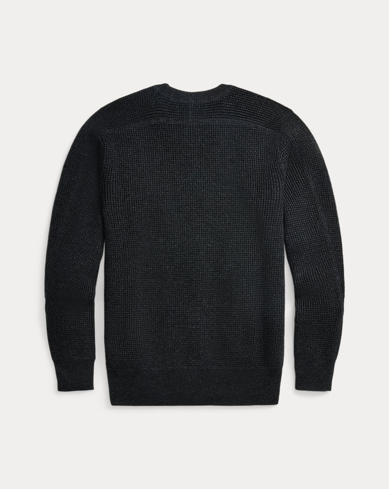 Waffle-Knit Cotton-Wool Jumper Black Heather