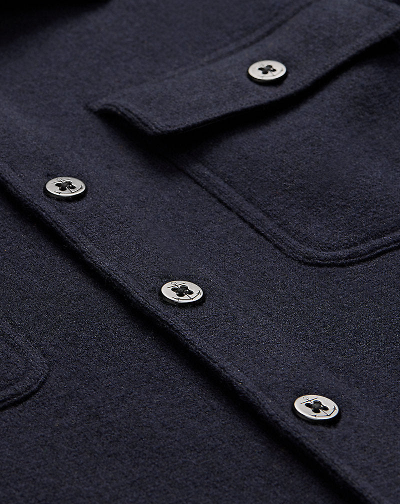 Birdseye Jacquard Wool Workshirt Jumper Navy