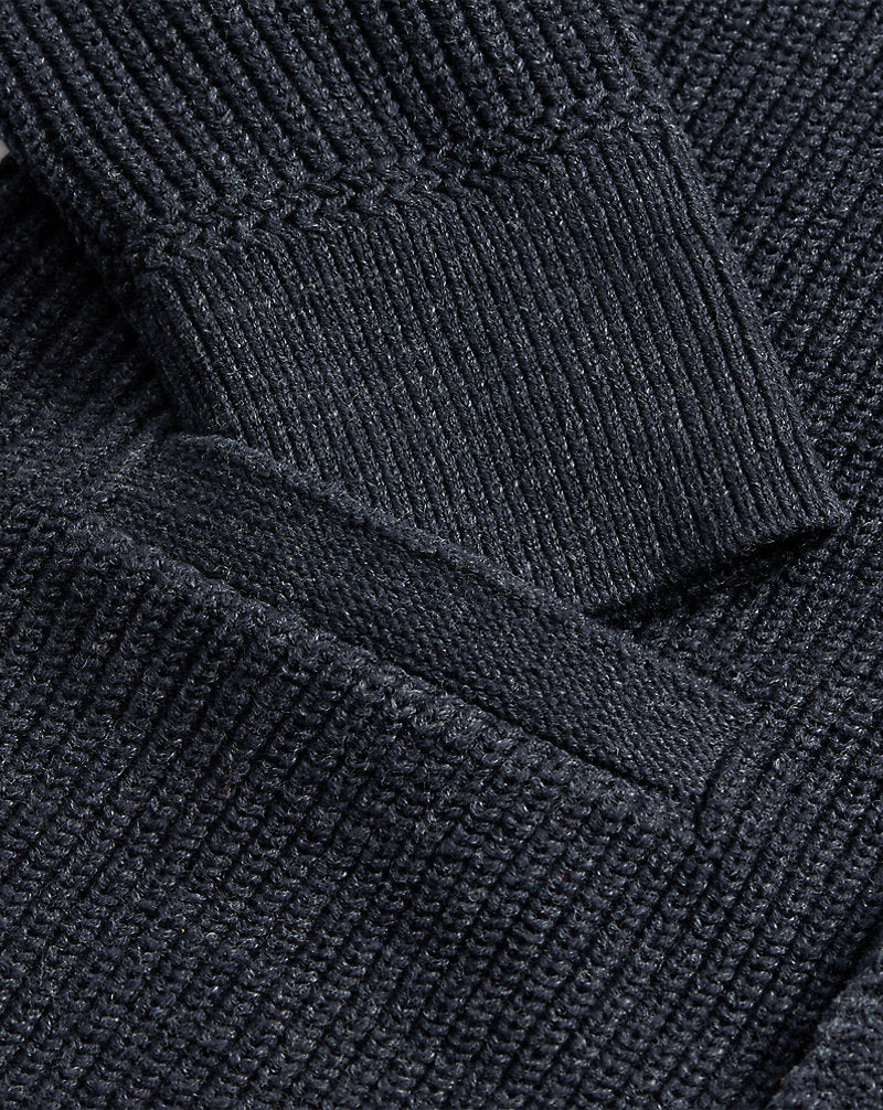 Cotton Shawl-Collar Cardigan Dark Navy Heather