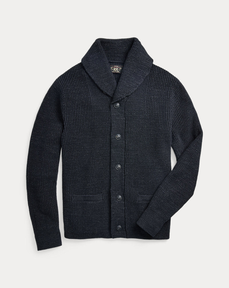 Cotton Shawl-Collar Cardigan Dark Navy Heather