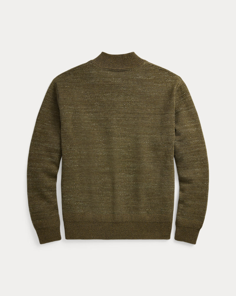 Cotton-Wool Full-Zip Jumper Olive Heather