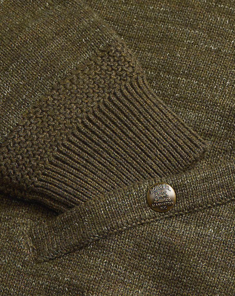 Cotton-Wool Full-Zip Jumper Olive Heather