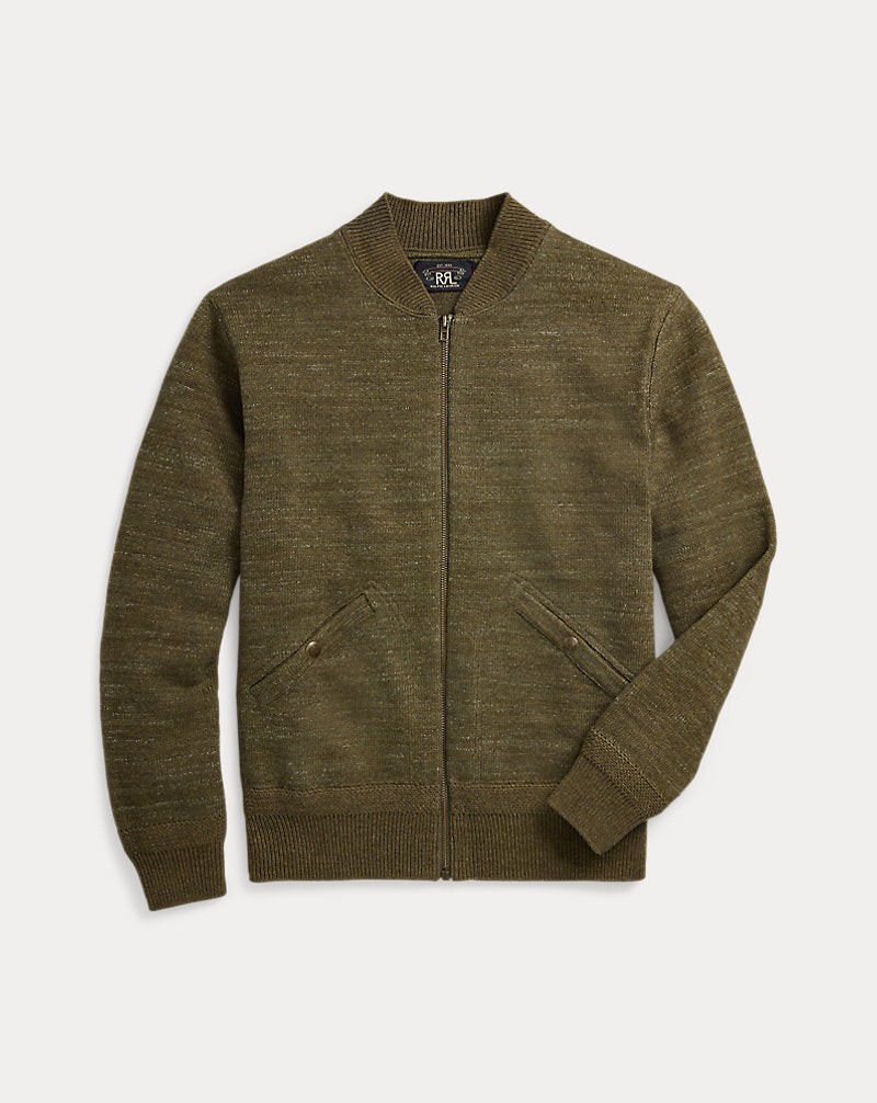 Cotton-Wool Full-Zip Jumper Olive Heather
