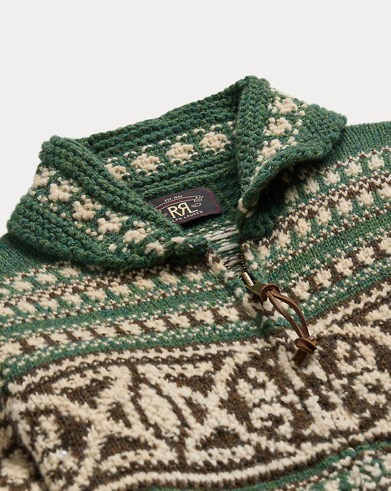Wool Full-Zip Cardigan Green Multi