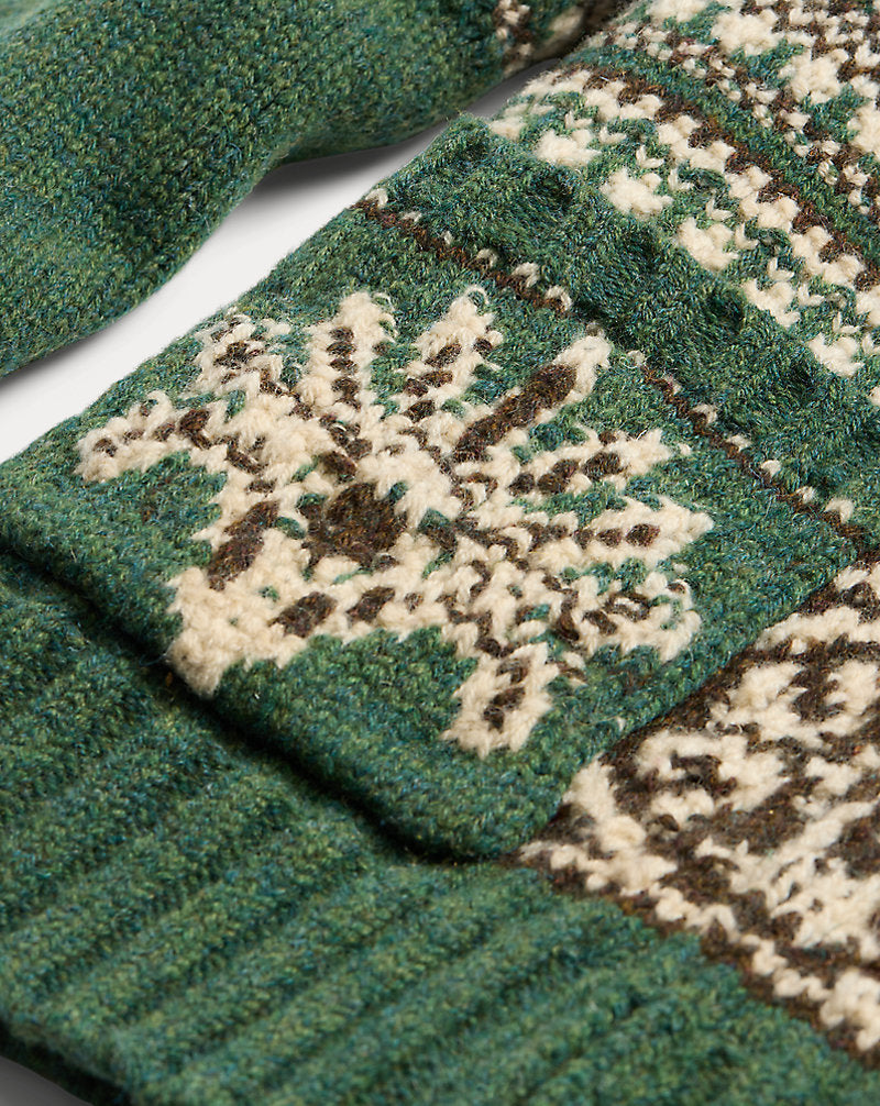 Wool Full-Zip Cardigan Green Multi