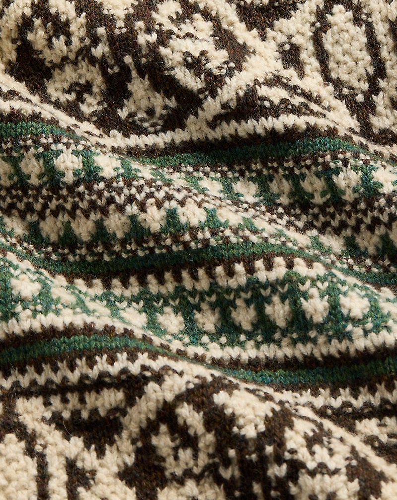 Wool Full-Zip Cardigan Green Multi