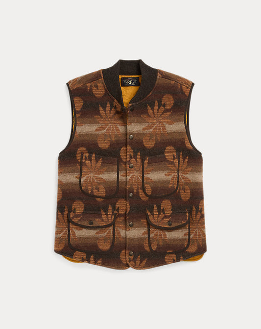 Wool-Cashmere Sleeveless Cardigan Brown Multi