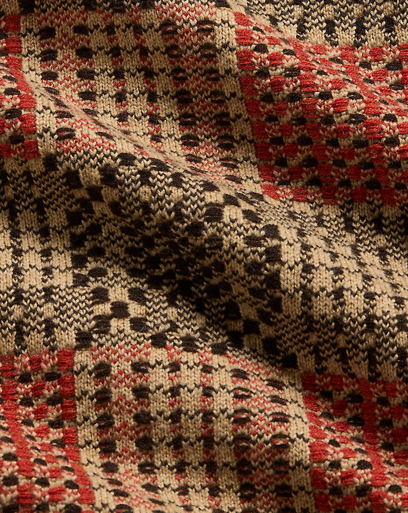 Wool Jacquard Overshirt Jumper Red/Black/Tan