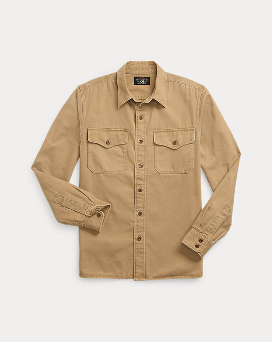 Twill Officer's Workshirt Faded Tan