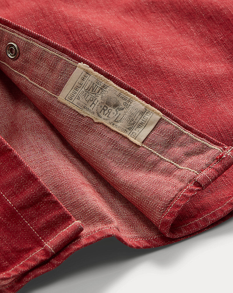 Slim Fit Denim Western Shirt Vintage Red