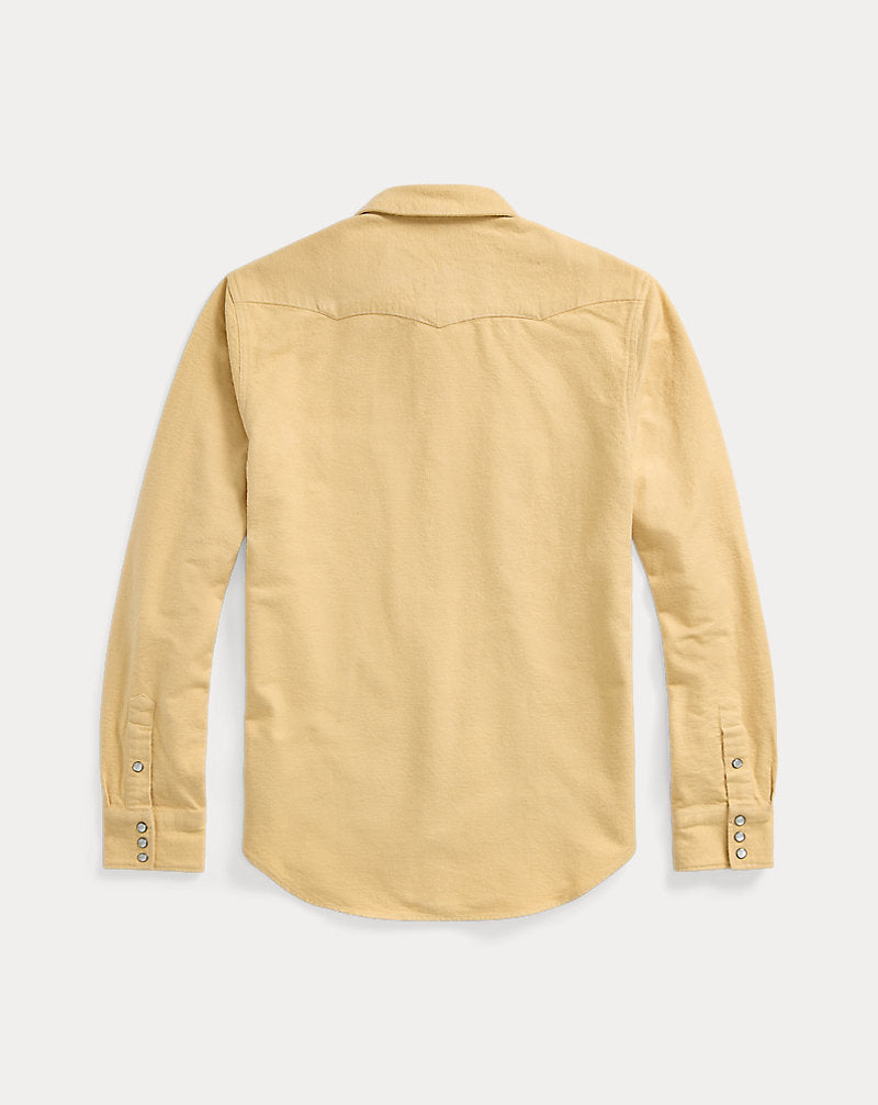 Slim Fit Chamois Western Shirt Faded Yellow