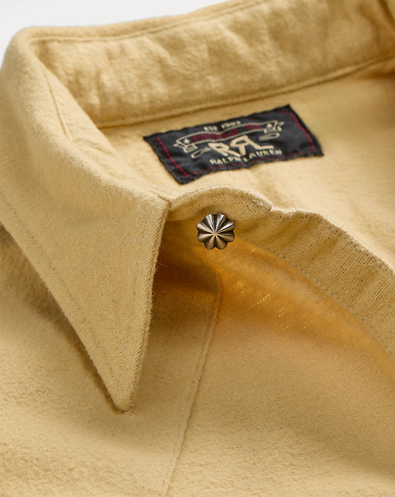 Slim Fit Chamois Western Shirt Faded Yellow