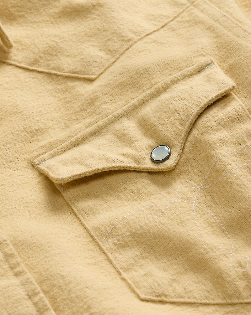 Slim Fit Chamois Western Shirt Faded Yellow