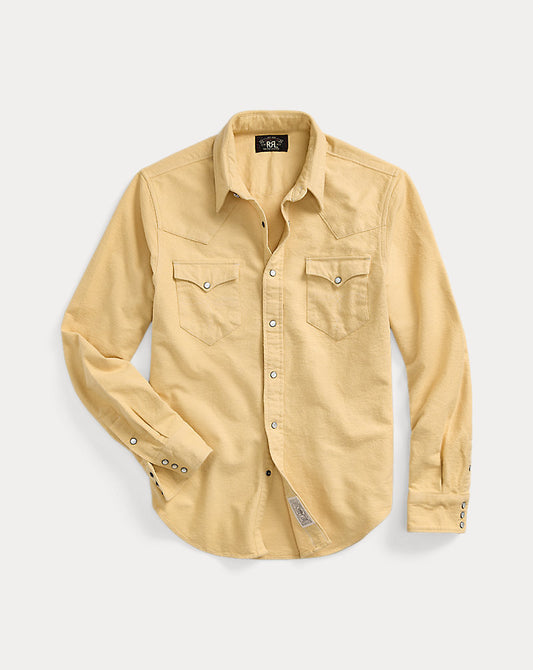 Slim Fit Chamois Western Shirt Faded Yellow