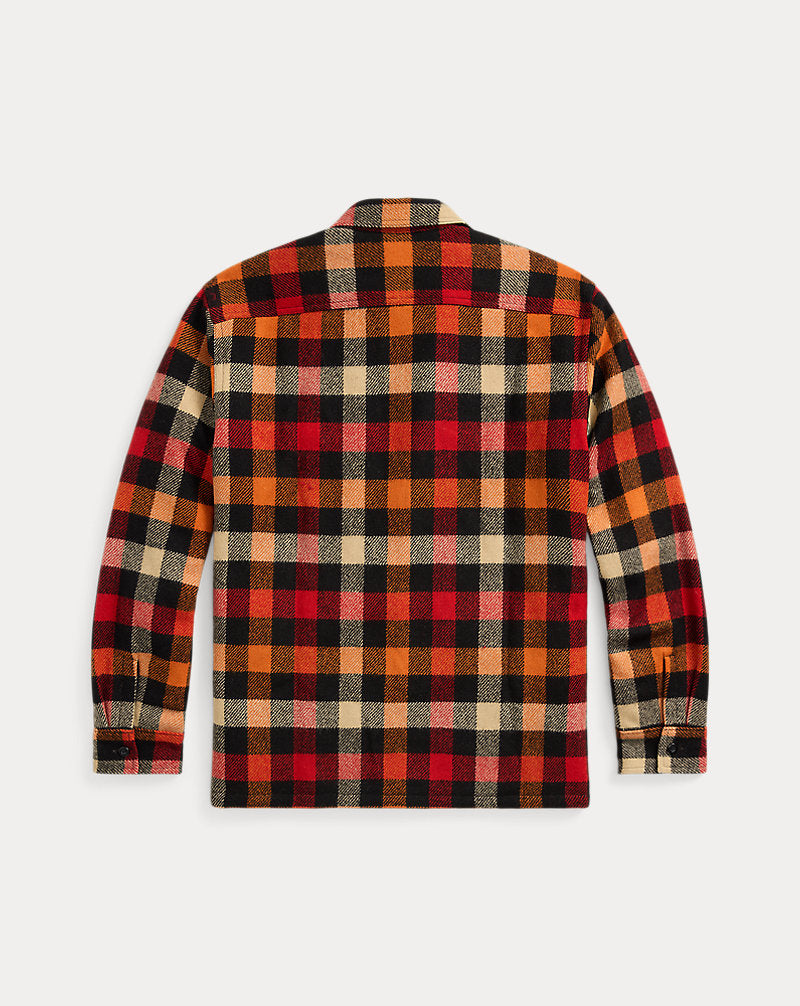 Checked Wool Overshirt Red/Orange Multi
