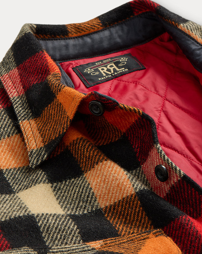 Checked Wool Overshirt Red/Orange Multi