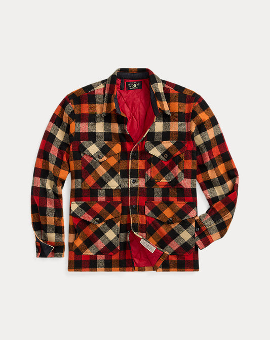 Checked Wool Overshirt Red/Orange Multi