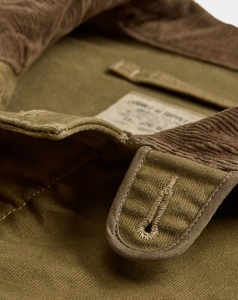 Corduroy-Collar Cotton Deck Jacket Khaki Drab