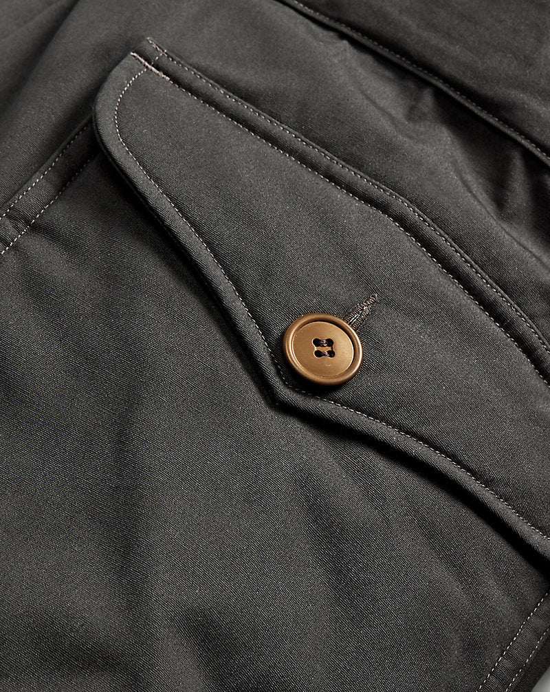 Faux Fur-Trim Oilcloth Parka Vintage Black