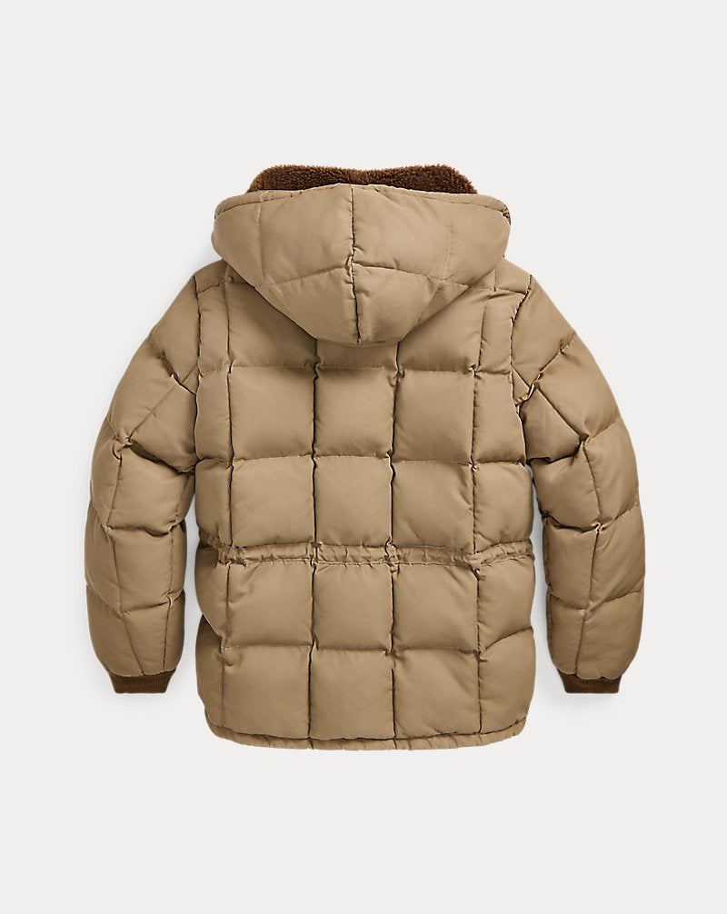 Quilted Hooded Jacket Vintage Khaki