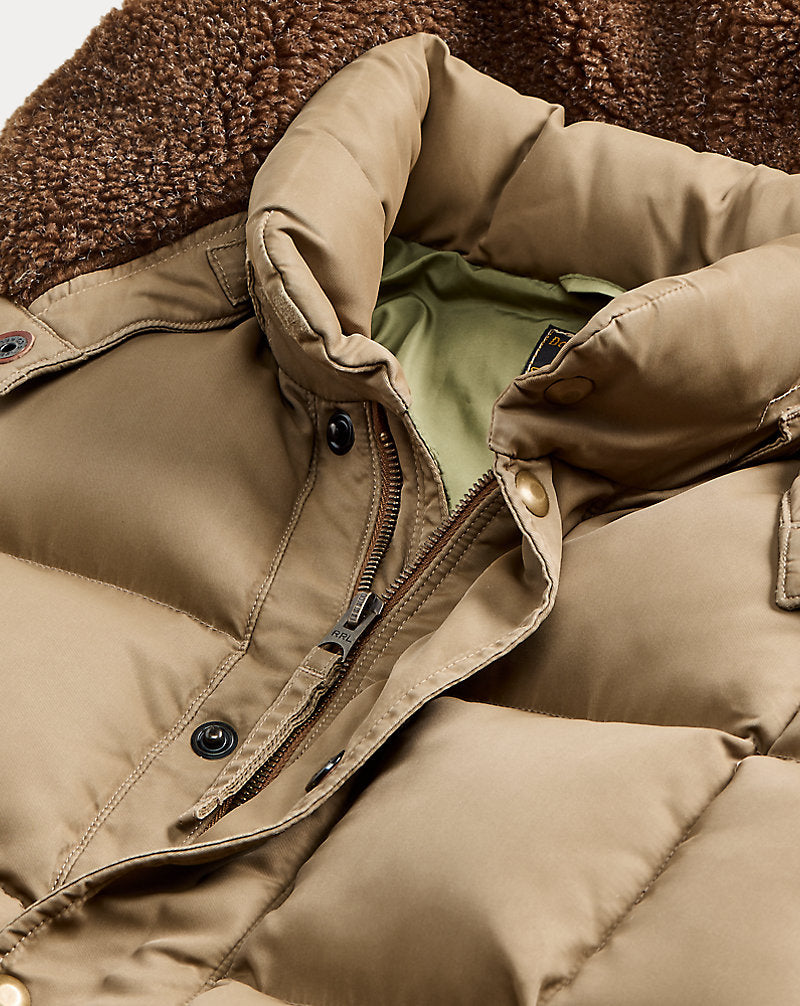 Quilted Hooded Jacket Vintage Khaki
