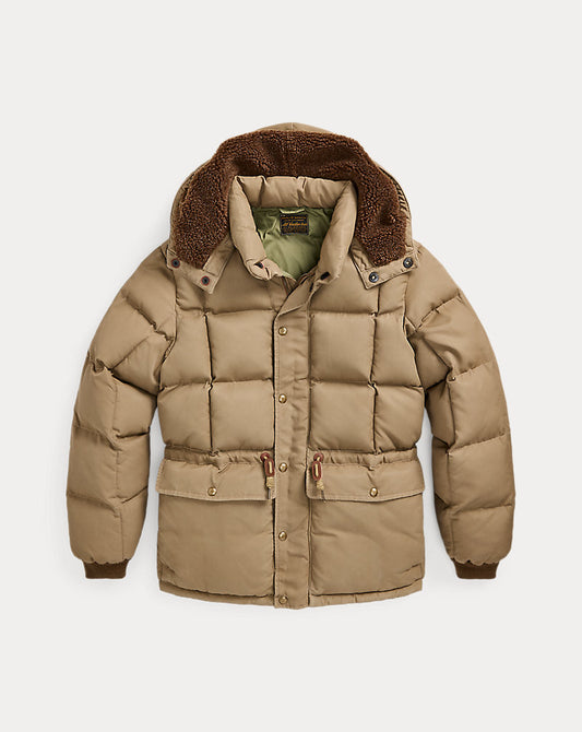 Quilted Hooded Jacket Vintage Khaki