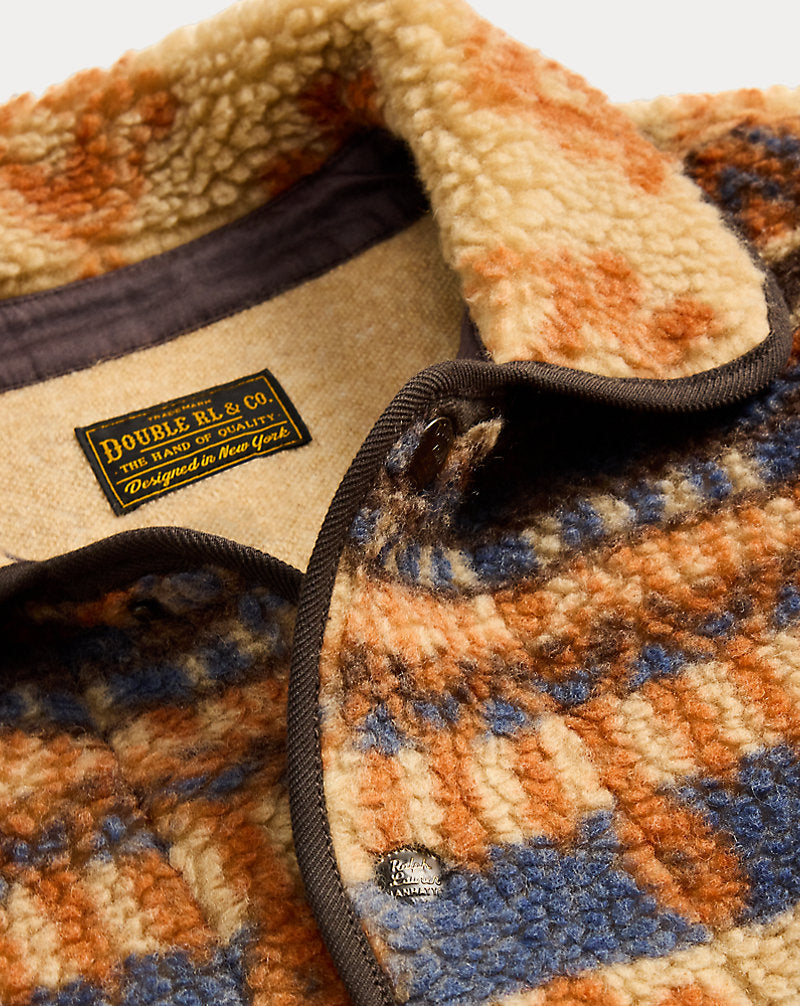 Wool-Blend Pile Fleece Jacket Orange/Multi
