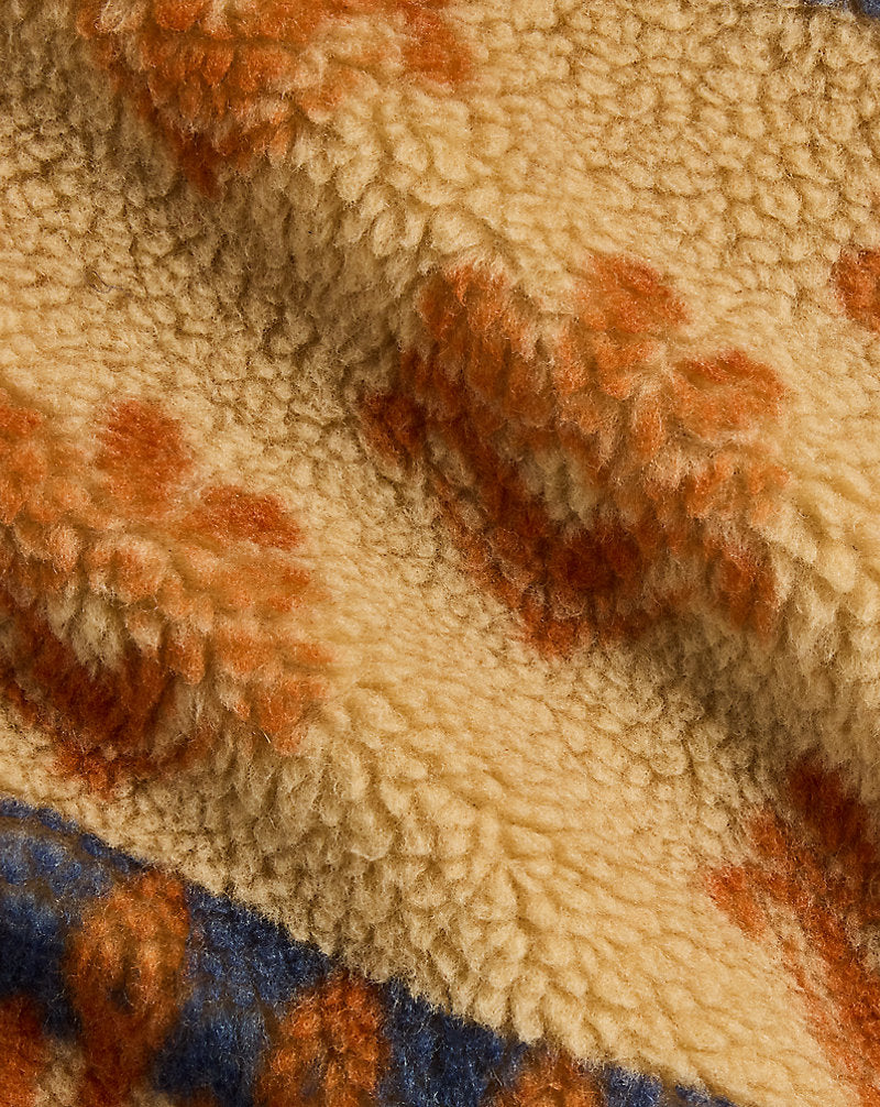 Wool-Blend Pile Fleece Jacket Orange/Multi