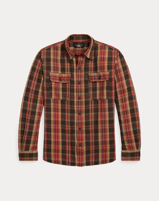Plaid Twill Workshirt Red/Black Multi