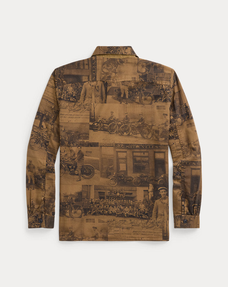 Photo-Print Twill Workshirt Tan Multi