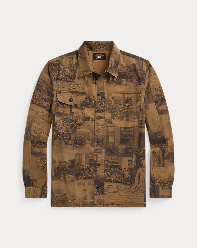 Photo-Print Twill Workshirt Tan Multi