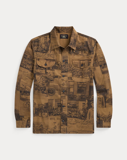 Photo-Print Twill Workshirt Tan Multi