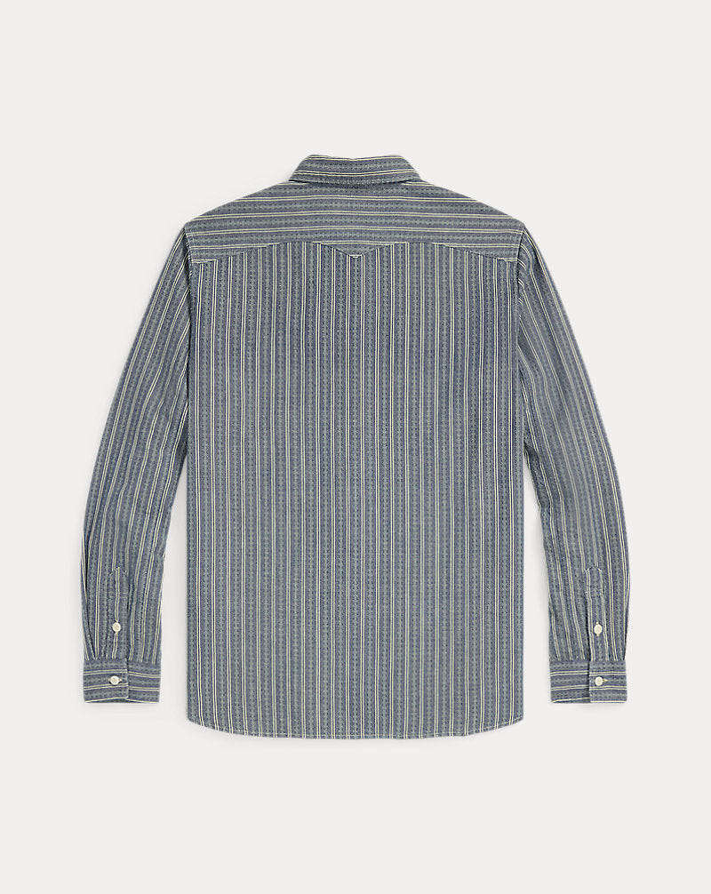 Striped Dobby-Chambray Workshirt Indigo/Cream