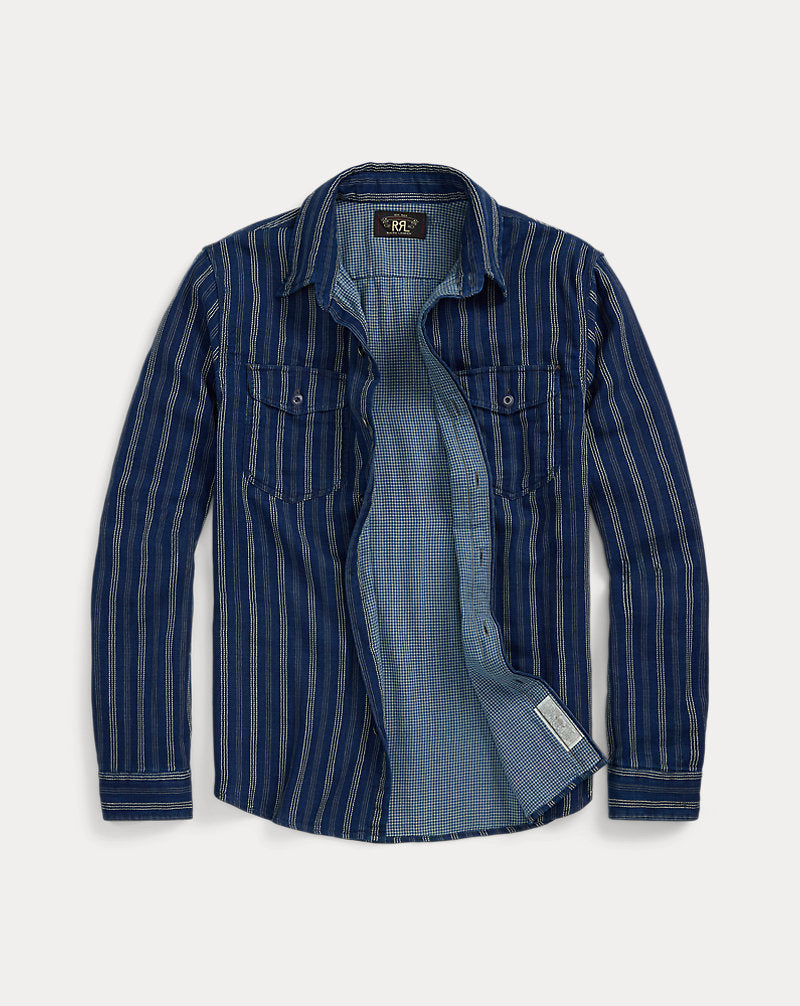 Indigo Striped Double-Faced Workshirt Indigo Stripe/Check