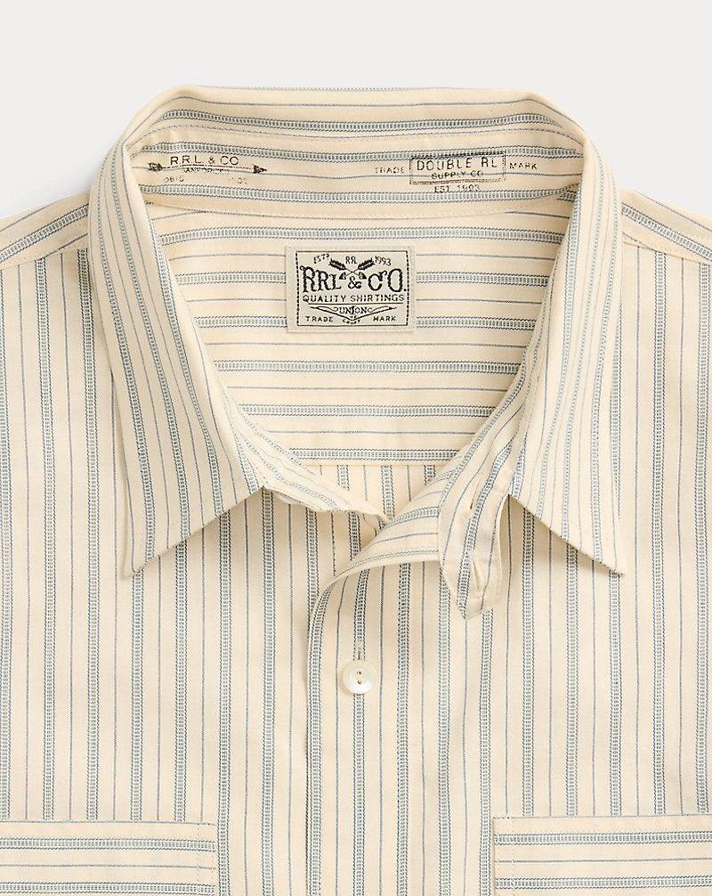 Striped Dobby Shirt Cream/Blue