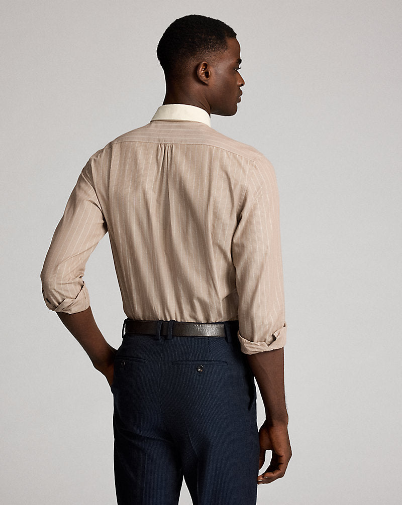 Slim Fit Striped Dobby Shirt Rust Multi