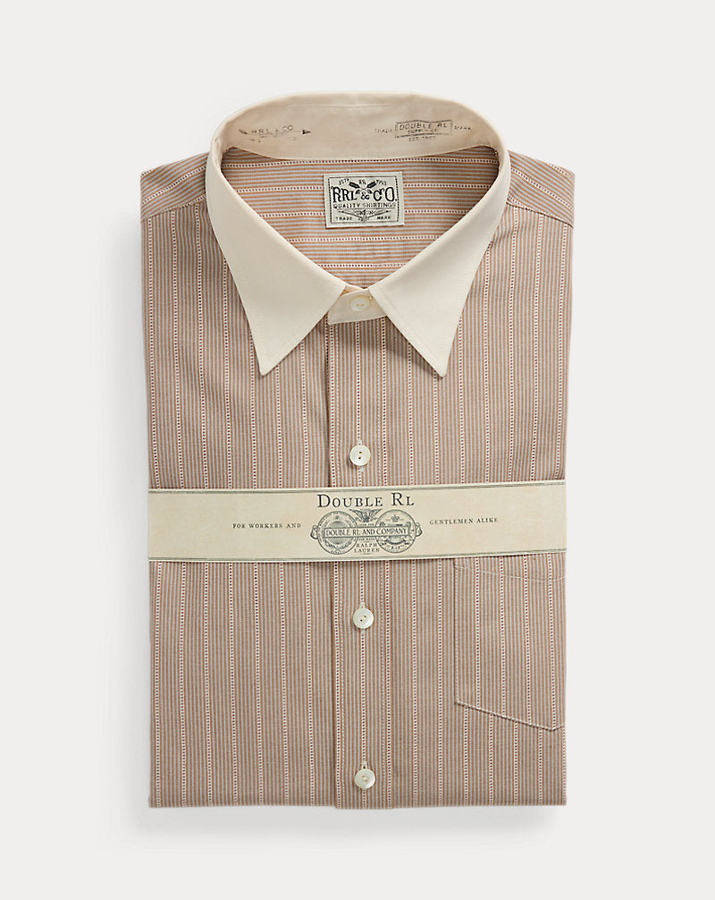 Slim Fit Striped Dobby Shirt Rust Multi
