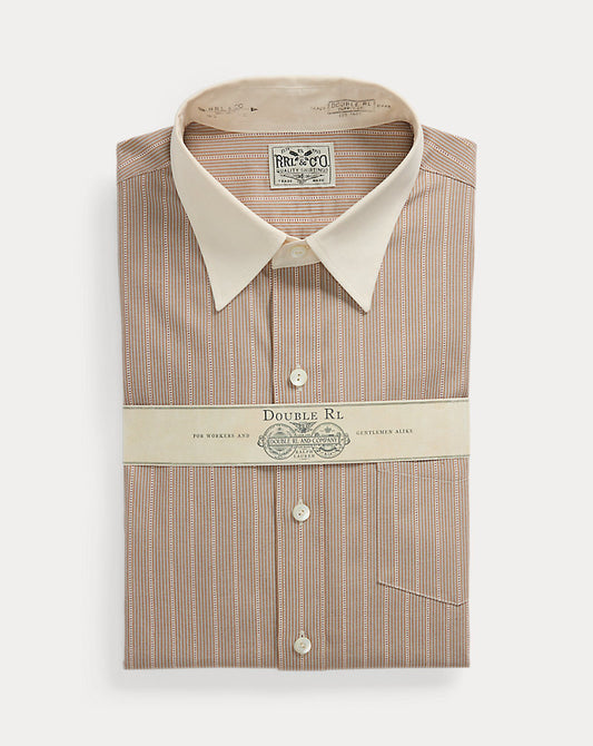 Slim Fit Striped Dobby Shirt Rust Multi