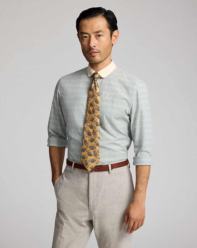Slim Fit Checked Dobby Shirt Blue/White
