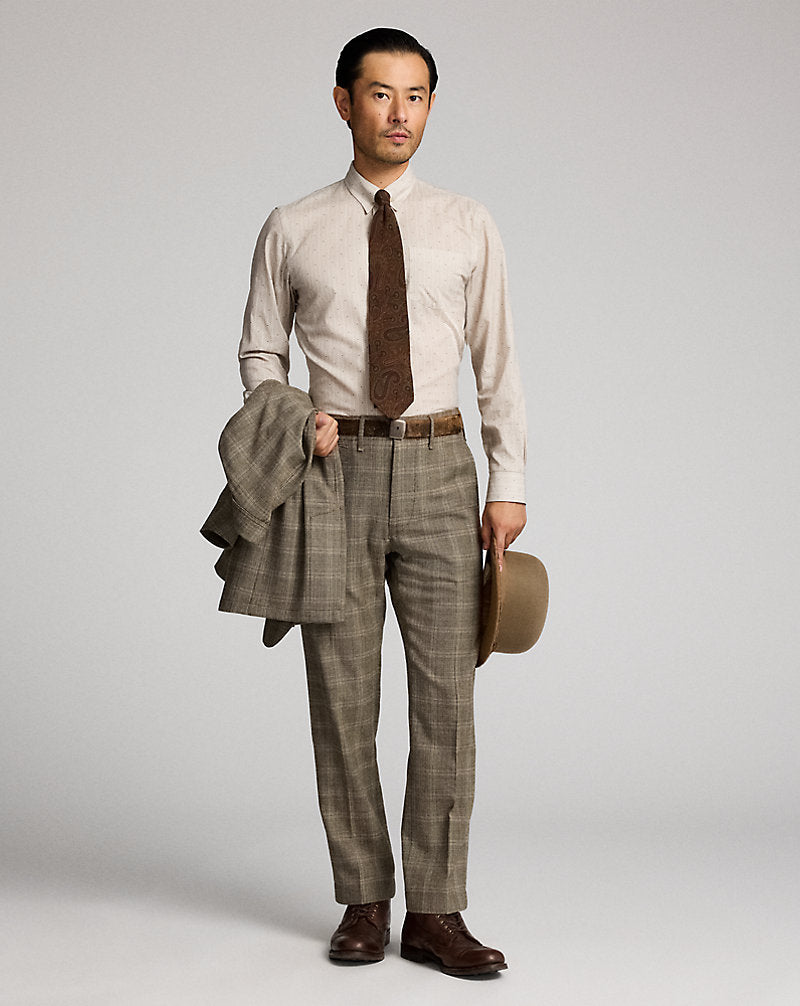 Slim Fit Print Woven Shirt Tan Multi
