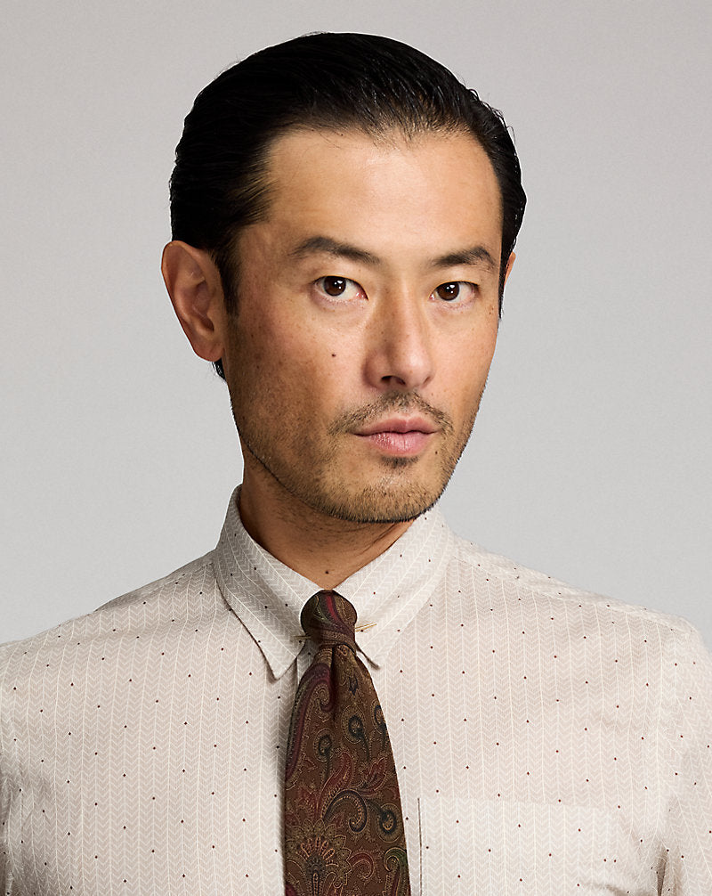 Slim Fit Print Woven Shirt Tan Multi