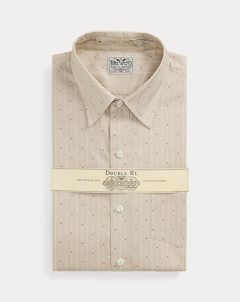 Slim Fit Print Woven Shirt Tan Multi