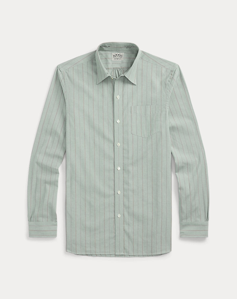 Slim Fit Striped Dobby Shirt Green Multi
