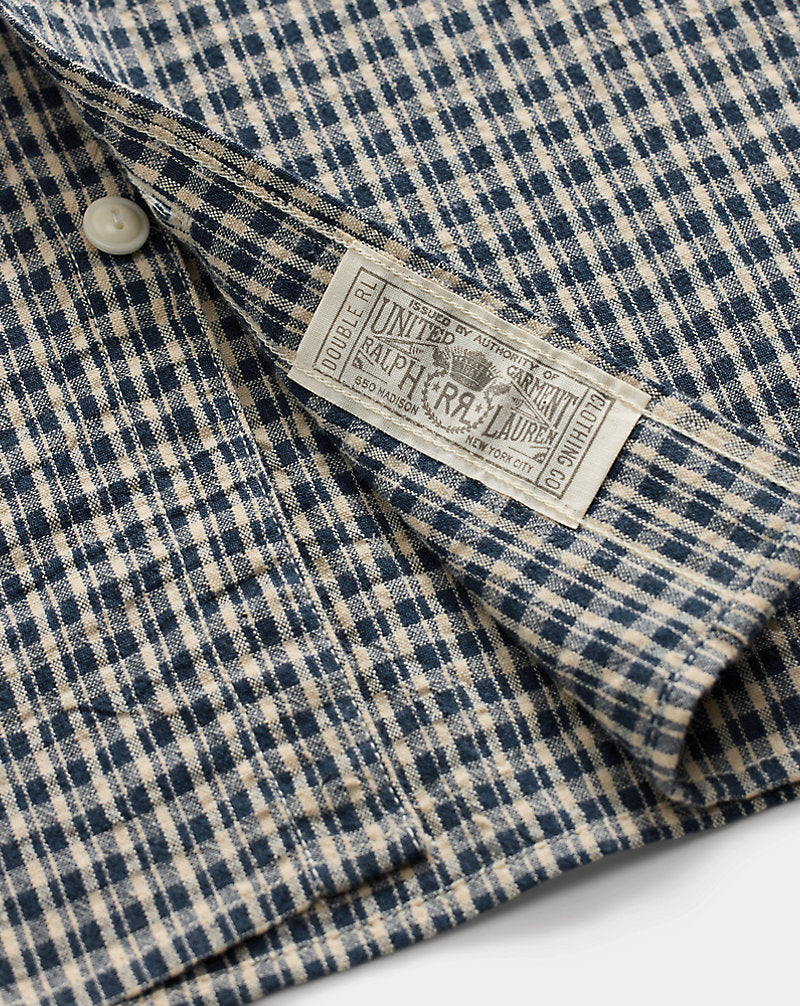 Indigo Checked Seersucker Workshirt Indigo Check