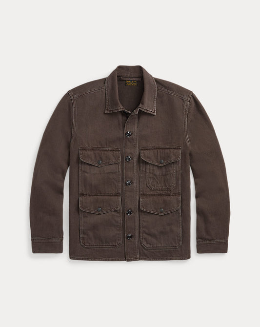 Twill Utility Shirt Jacket Dark Brown