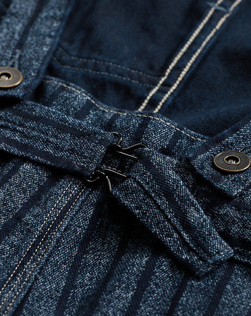 Indigo Striped Twill Overall