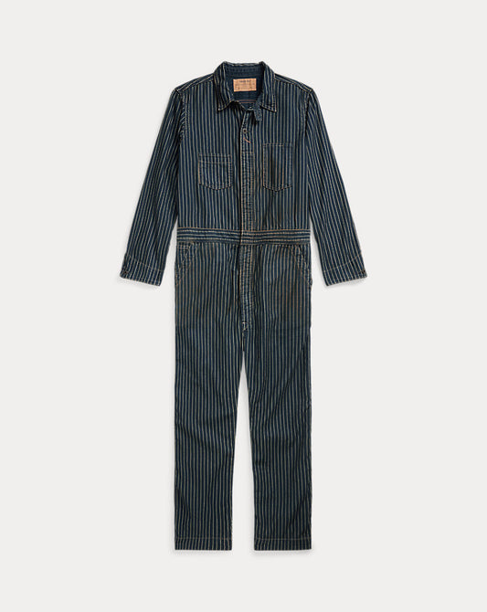 Indigo Dot-Stripe Twill Coverall Indigo Rinse